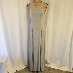 Monteau Womens M Maxi Dress Gray Jersey Knit Open Back Sleeveless Lounge Resort